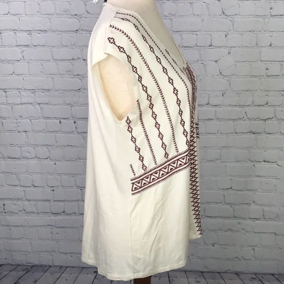 JESSICA SIMPSON Embroidered Boho Aztec Top sz M - Picture 3 of 7